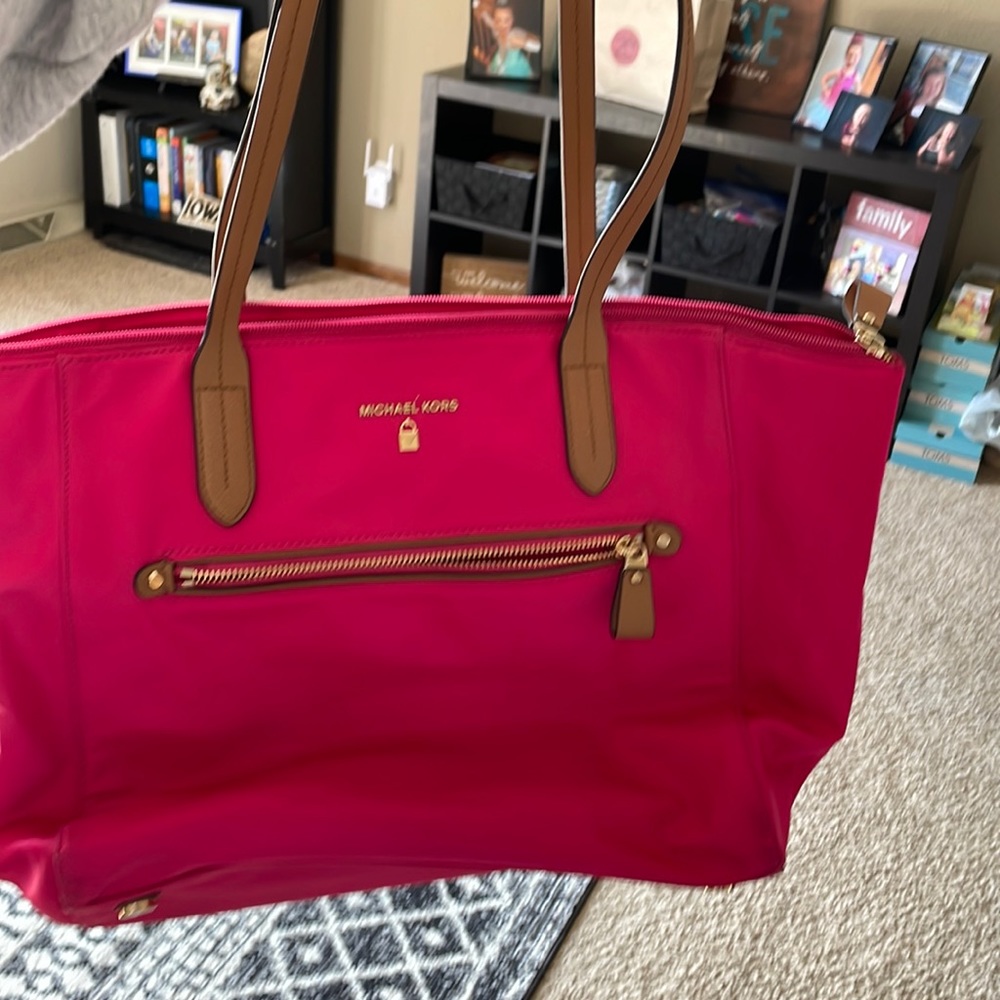 Michael Kors hot pink canvas purse.  Like new.
